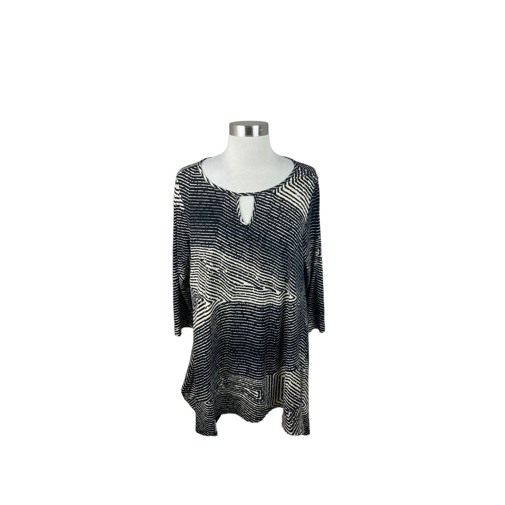 Clara Sun Woo M Black Tan Cutout Asymmetrical Tunic